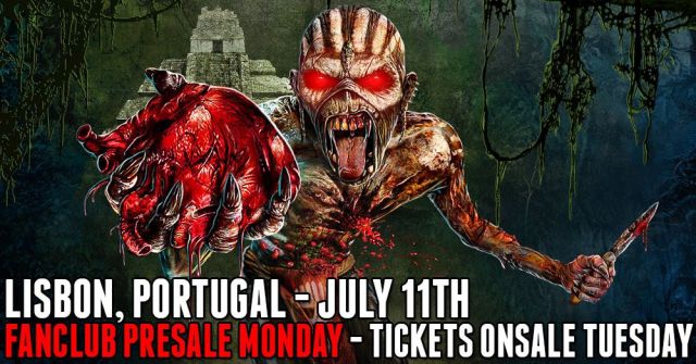Anúncio oficial do 15.° concerto dos Iron Maiden em Portugal: 11 de julho de 2016, Lisboa